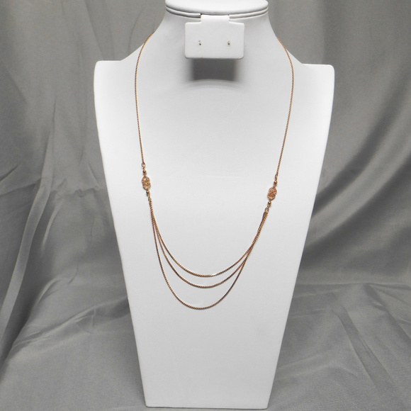 Artistry gold tone triple chain bottom necklace - Picture 1 of 5